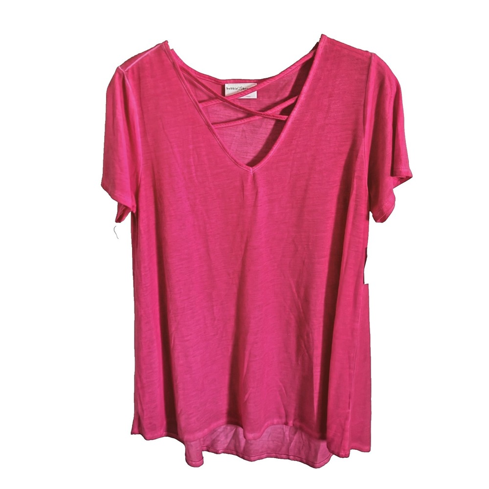 Bobbie Brooks‎ Womens Top Size XL Red Pink Tunic Short Sleeve Lightweight NWT